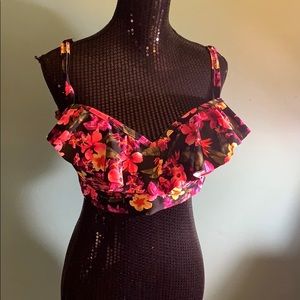 Forever 21 Floral Ruffled Bikini Top Size 3x